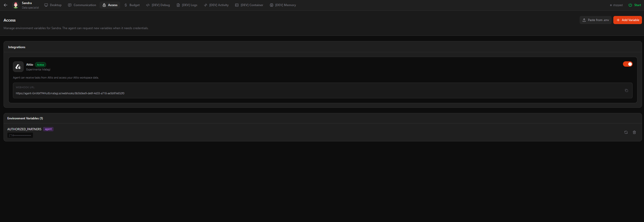 Enabling Attio access in agent console